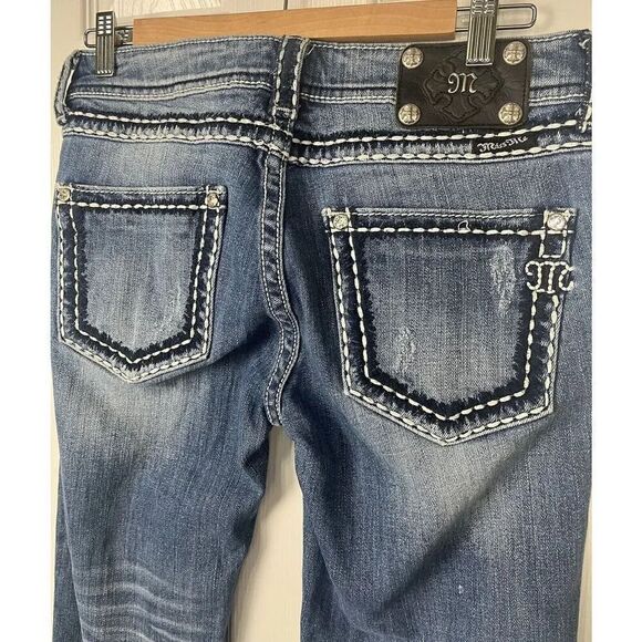 Miss Me Boyfriend Distressed Womens Dark Wash Jeans JPB5014‎ Size 26 - Picture 7 of 12